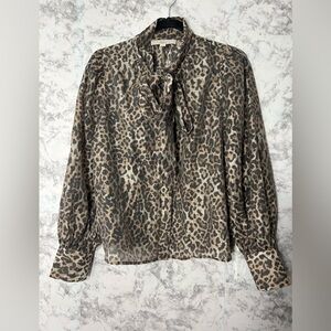 LOFT Animal Print Blouse - Brown and Black